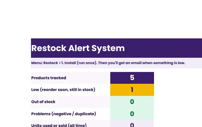 Restock dashboard