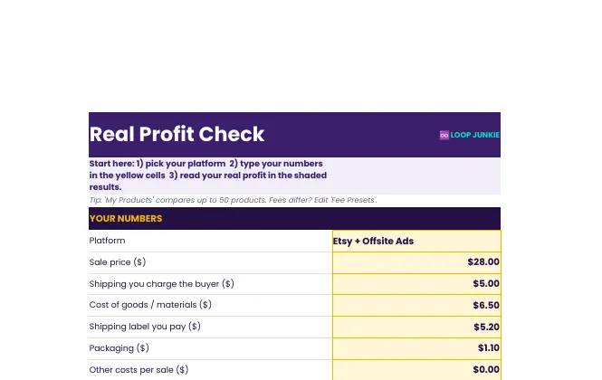 Profit Check tab